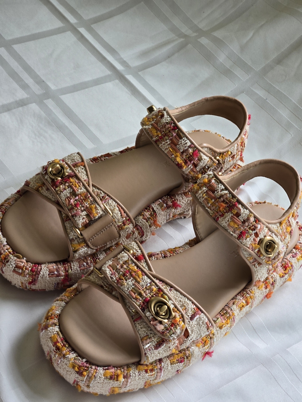 Coach Multicolor Tweed Platform Sandals - Picture 12 of 12